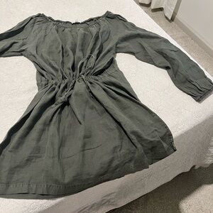 James Perse Long Sleeve Dress in Dark Green